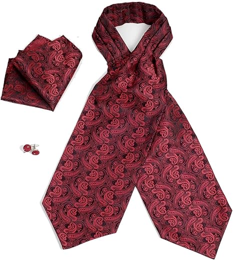 Amazon | アスコットタイ メンズ シルク素材 ポケットチーフ、カフスと